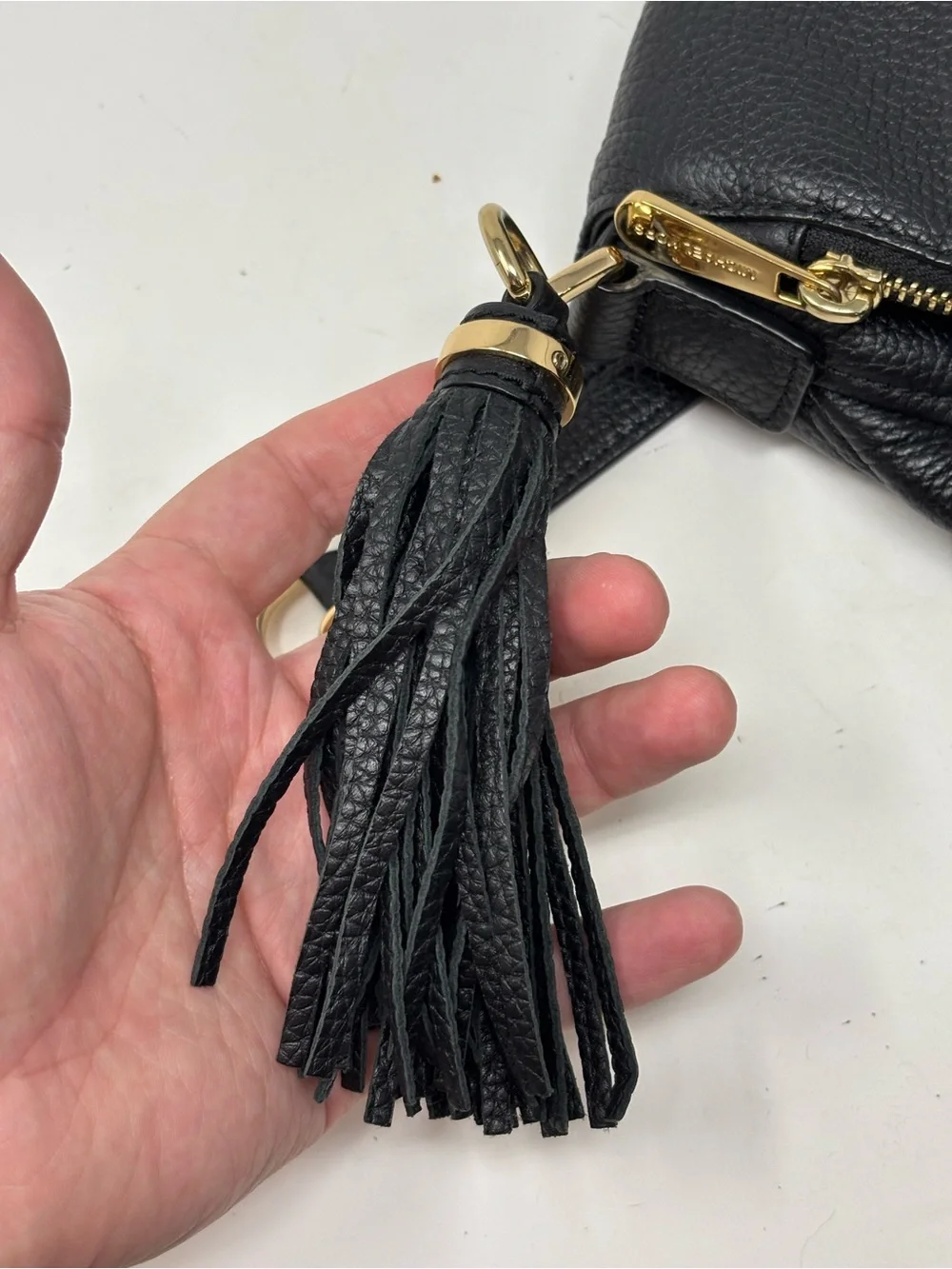 Michael Kors Black Pebbled Leather Bedford Tassel Purse Handbag - Picture 4 of 13
